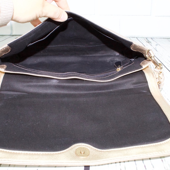 Antonio Melani Metallic Gold Leather Bag Purse - Picture 6 of 8